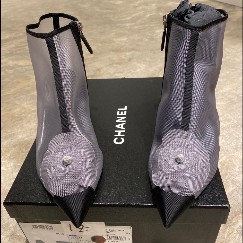 Brand New Never Worn Chanel Mesh Booties Grey Blk